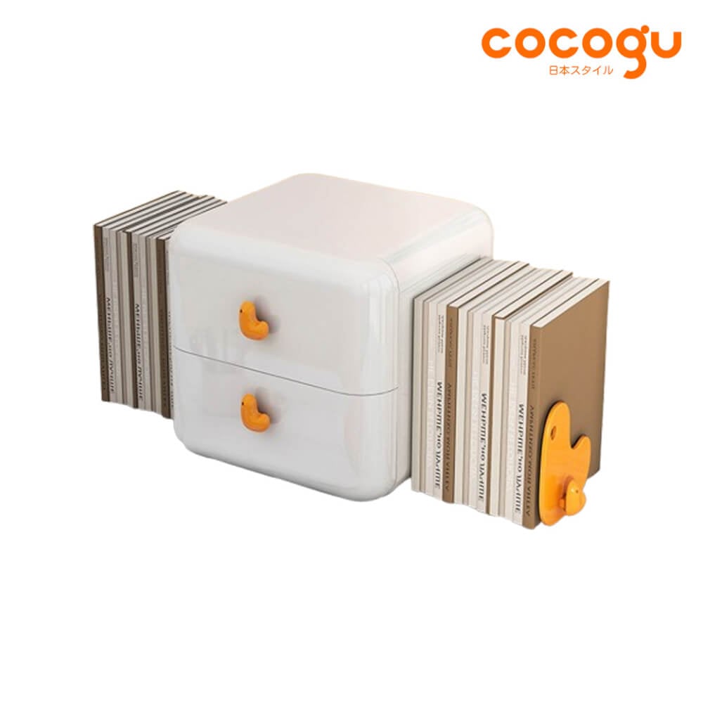 กล่องลิ้นชัก 2 ชั้น COCOGU รุ่น JRC101 ที่วางหนังสือ 2 ด้าน สีขาว_0